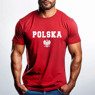 Męska koszulka z napisem POLSKA oraz orzełkiem PL