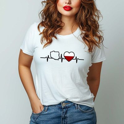 Koszulka kibica damska – linia życia Polska – biała
