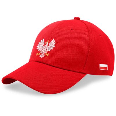 Czapka z Orzełkiem – czapka z daszkiem patriotyczna z flagą Polski – czerwona