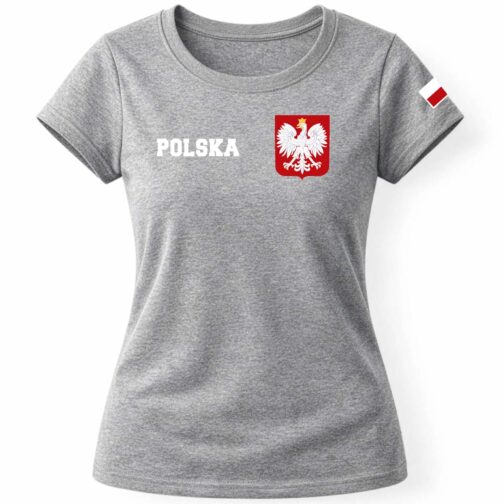 Koszulka reprezentacji polski damska - POLISH ALPHA - szara 1 koszulka reprezentacji polski damska, koszulka patriotyczna damska, koszulki kibica damskie, koszulka damska z orzełkiem, koszulka kibica siatkówki damska, koszulka polish alpha damska, szara