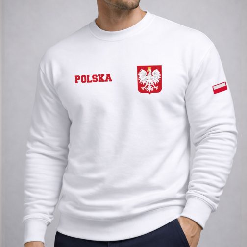 bluza reprezentacji polski, bluza z napisem polska, bluza treningowa reprezentacji polski, bluza kibica, bluza patriotyczna bez kaptura, bluza z godłem