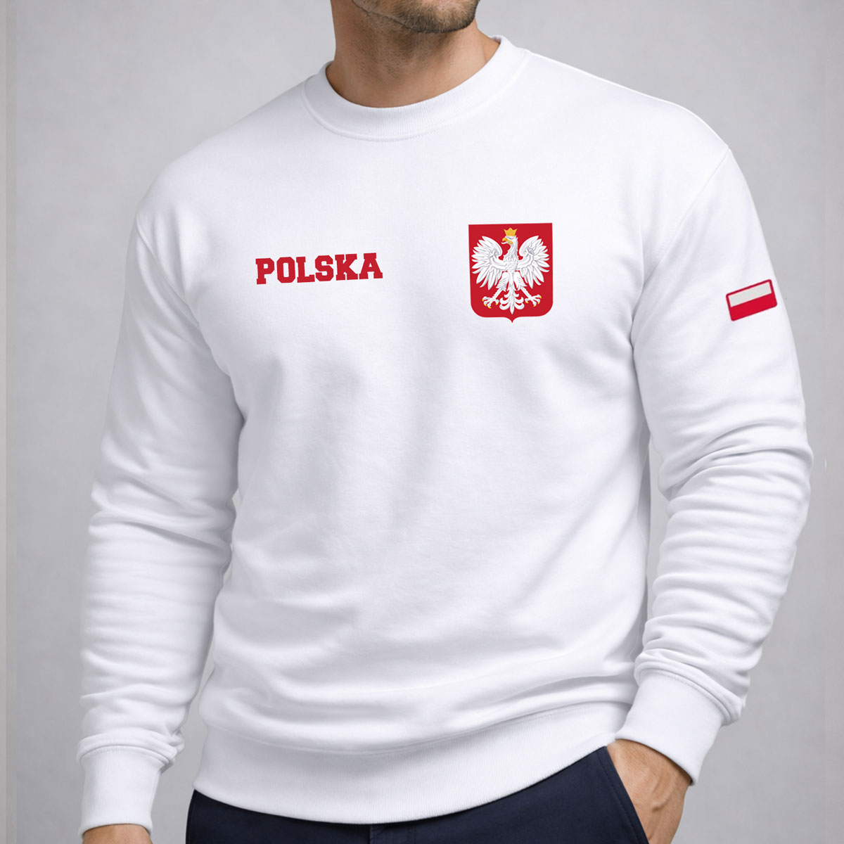 bluza reprezentacji polski, bluza z napisem polska, bluza treningowa reprezentacji polski, bluza kibica, bluza patriotyczna bez kaptura, bluza z godłem