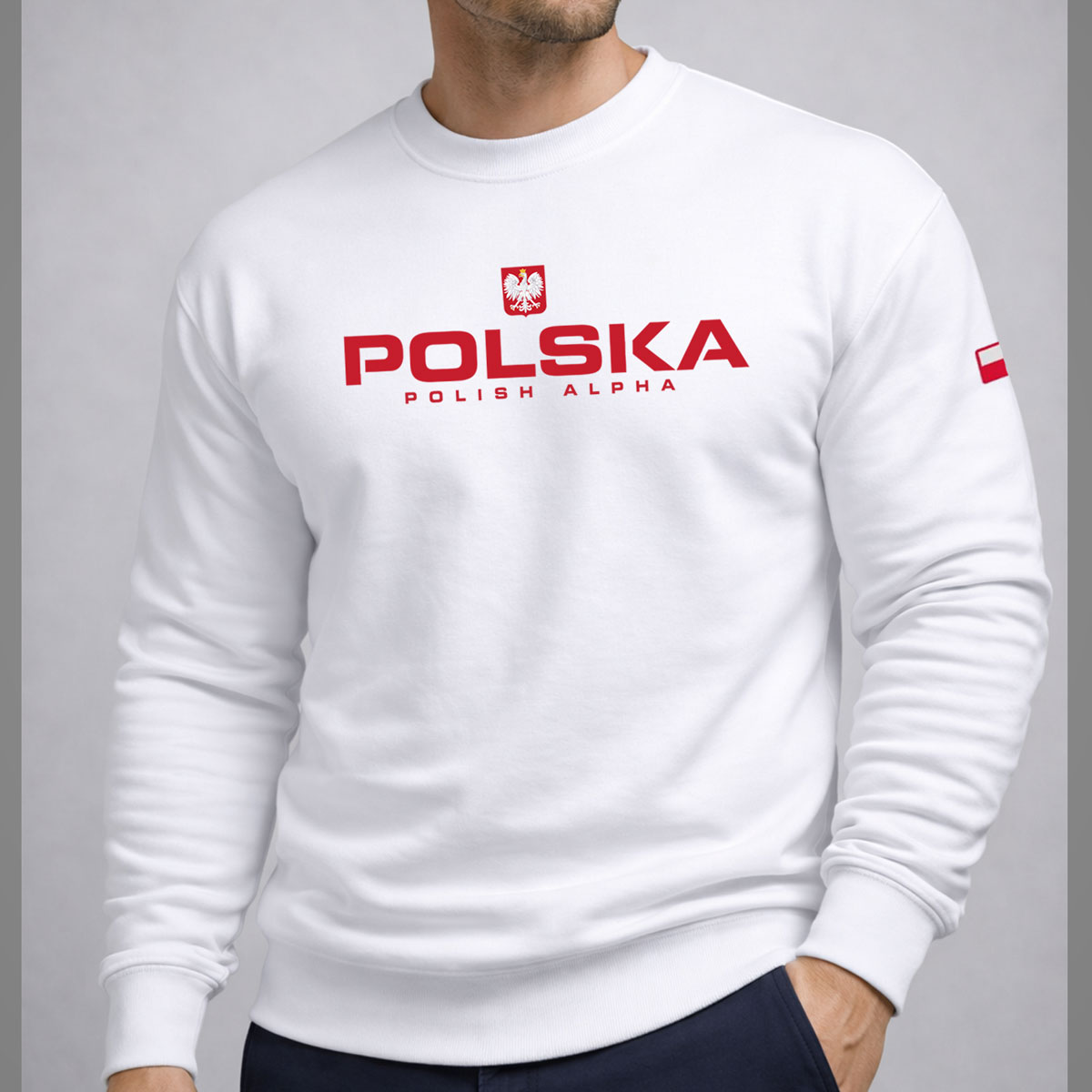 bluza reprezentacji polski, bluza z napisem polska, bluza treningowa reprezentacji polski, bluza kibica, bluza patriotyczna bez kaptura, bluza z godłem