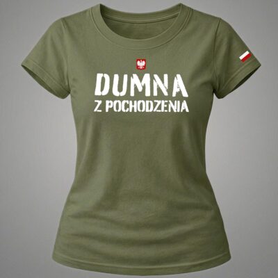 Koszulka Dumna z pochodzenia – damska – zielona khaki